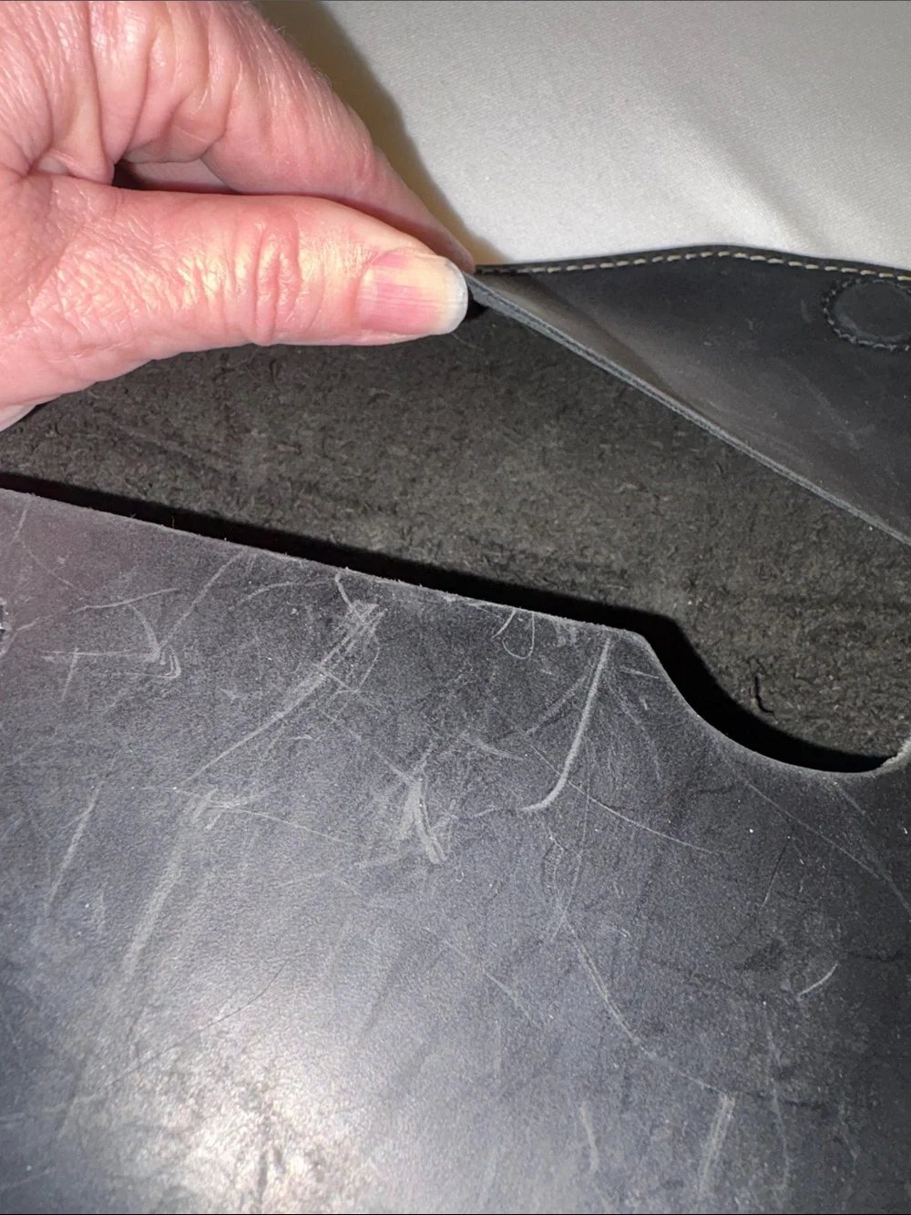 Cellphone case made to fit on belt magnetic closure inside pocket for cards